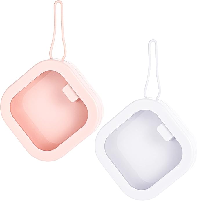 Prudiut 2Pcs Hair Tie Organizer, Hair Accessories Organizer Portable Hanging Desktop Travel Storage Box for Small Items Jewelry Bead Cotton Swabs(Pink and White)