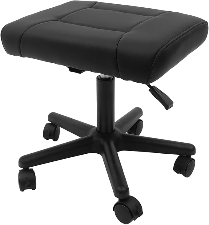 Footrest Stool Under Desk, Leg Rest Ottoman Adjustable Height Mobile Foot Stool with Wheels, 360° Swivel Rolling Multi-use Stools Simple Meeting Chair for Office Home Gaming Salon