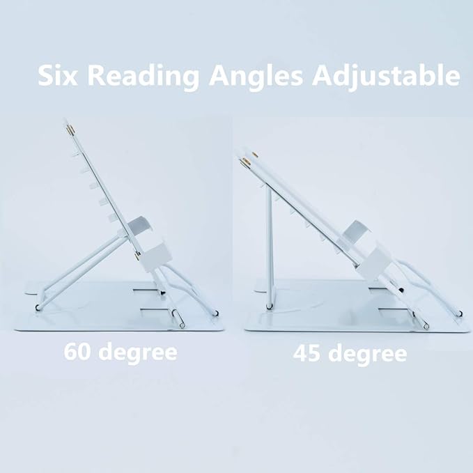 Citmage Desk Book Stand Document Holder Heavy Duty Metal Reading Stand for Book Magazine Menu Speech with 6 Adjustable Positions (Upgrade Edition White)