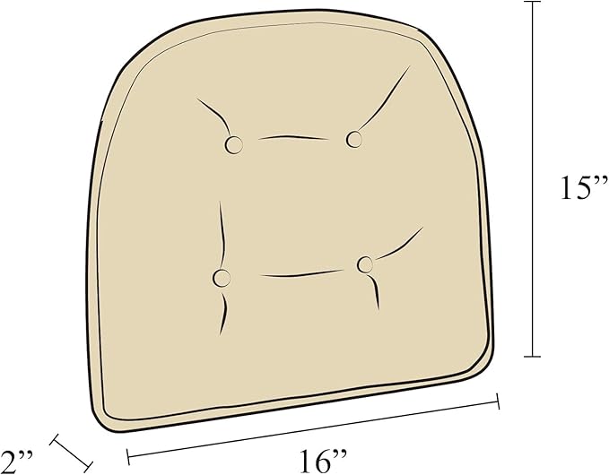 Non-Slip Chair Cushions, Assembled in USA, U-Shaped Skid-Proof Seat Pads for Dining Room, Kitchen, Office, 15"x16"