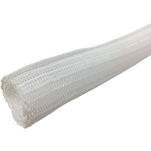 Electriduct 1/2" Hook Self Closing Sleeve Braid Wrap Around Sleeving Flame Retardant Flexible Mesh Cord Cover Cable Protector Wire Organizer - 10 Feet - White