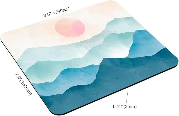 Small Mouse Pad 7.9 x 9.5 Inch, Watercolor Blue Mountains Mousepad with Washable Non-Slip Rubber Base Mousepads, Computer Mouse Pads for Wireless Mouse