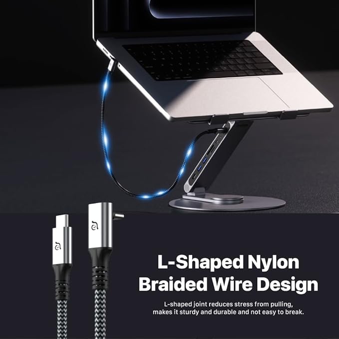ADAM elements HUB 360 8-in-1 USB-C Docking Station, 360° Rotating Laptop Stand with 4K HDMI, 100W PD, USB 3.2, SD/TF Card Reader for MacBook Pro/Air M4 M3 M2, iPad & Windows Laptops
