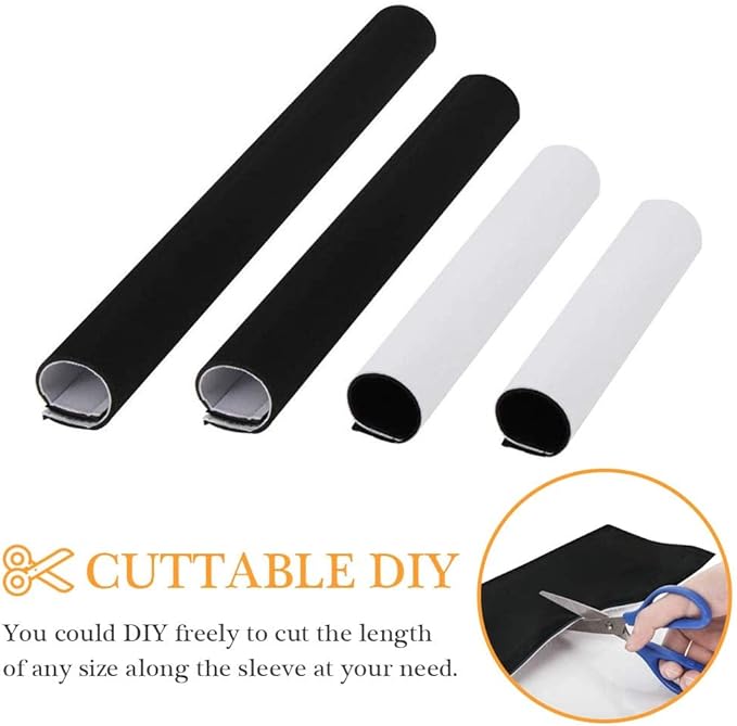120" Neoprene Cable Management Organizer, Reversible Flexible Cuttable DIY Hole Cord Hider Cover Sleeve for Office TV Computer Home Desk Protect Wires
