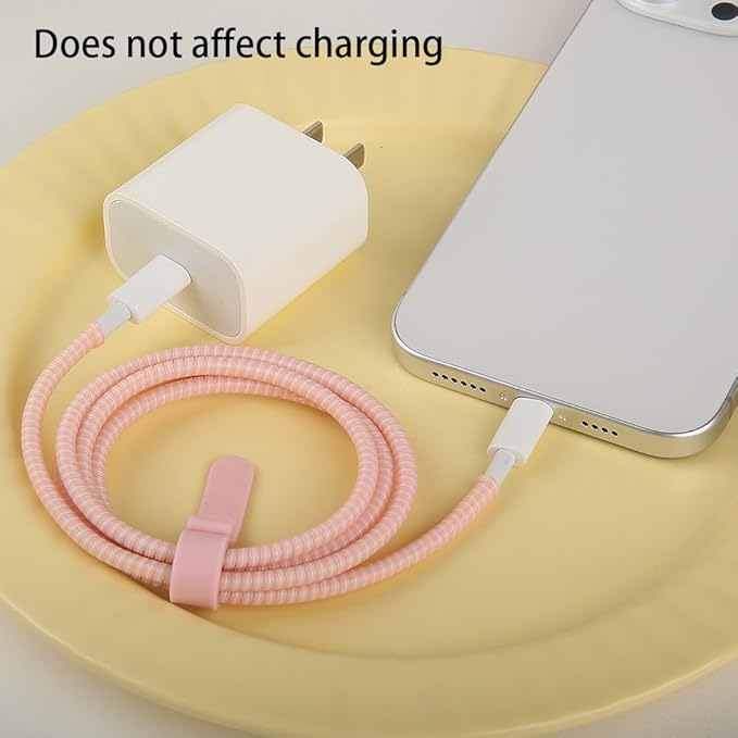 4pcs 1.6M(5.25FT) Spiral Cable Protector, Multicolor Suitable for Most Phone/Pad/Laptop USB Wire Cord Savers Protection Cover Anti-Break Wrap Charger Data Line Cables Sleeves, Ordinary Pink