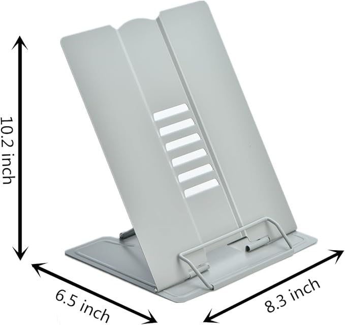 Citmage Desk Book Stand Document Holder Heavy Duty Metal Reading Stand with Book Magazine Menu iPad Music Score Speech Draft with 6 Adjustable Positions(Grey)