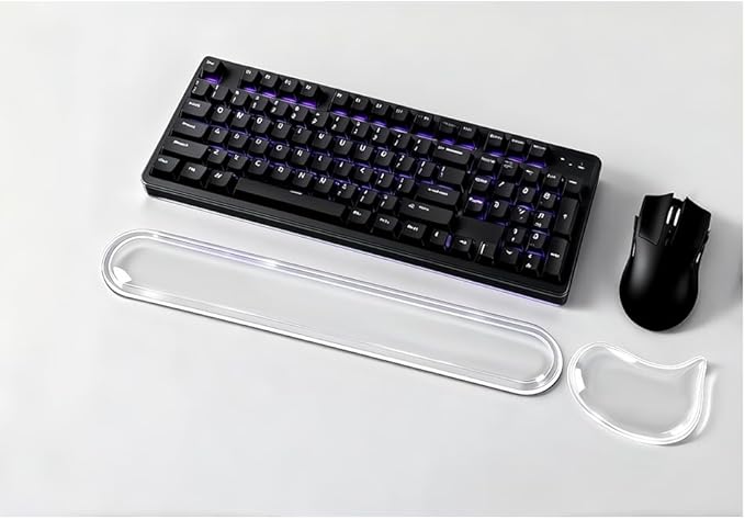 Clear Gel Keyboard Wrist Rest with Mouse Pad Wrist Support, Ergonomic Wrist Rest for Computer Keyboard and Mouse, Non-Slip Cooling Keyboard Pad for Office, Gaming & Laptop (Transparent)