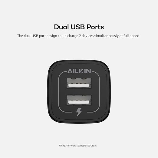 AILKIN USB MultiPort Charging Block, Wall Plug Station, Home Travel Charger Cube, Wall Charger Brick, Rapid Charging Adapter, Fast Android Charge Replacement for iPad/iPhone/iPod/Samsung Box