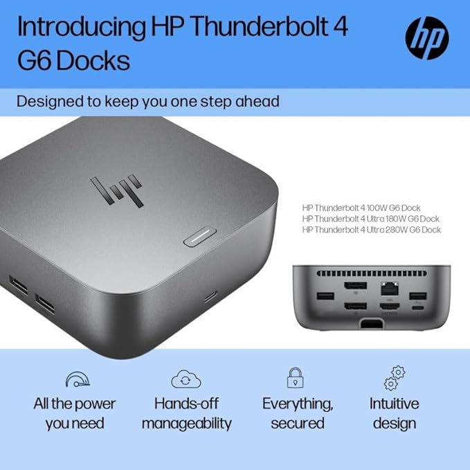 HP 100W G6 Thunderbolt 4 Dock Port Replicator Bundle with DKZ Hub 9X472UT#ABA (Universal Thunderbolt/USB-C Docking Station, Data Transfers to Any Brand Laptop, Single Cable for Charging)