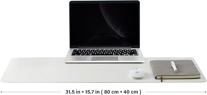 Cork Desk Mat - Dual-Sided Desk Pad for Office and Home - Desk Organization and Accessories - Ideal for Large Mouse Pad and Desk Mats on Top of Desks(White,80cmx 40cm)