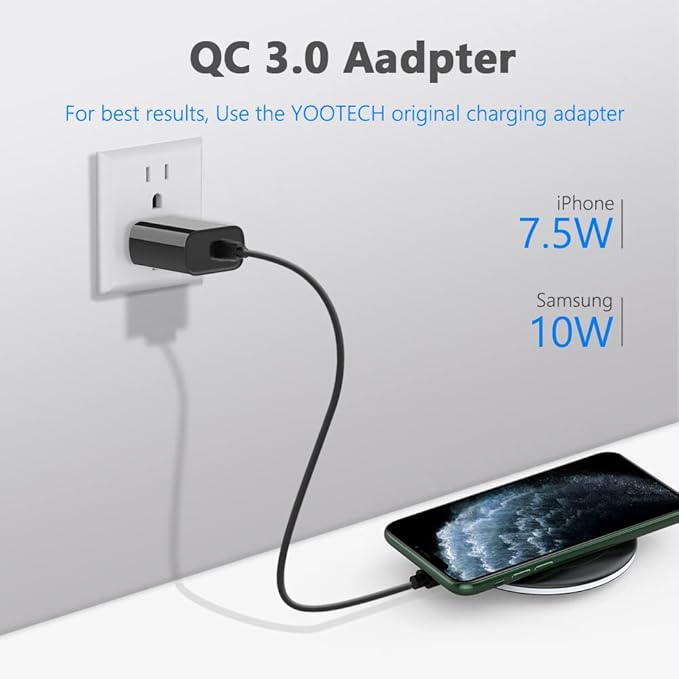 yootech Wireless Charger, 10W Max Wireless Charging Pad with Quick Adapter, Compatible with iPhone 17/17 Pro/17 Pro Max/Air/16/15/14/13/SE 2022/12/11/X,Samsung Galaxy S25/S24/S23, for AirPods Pro 3