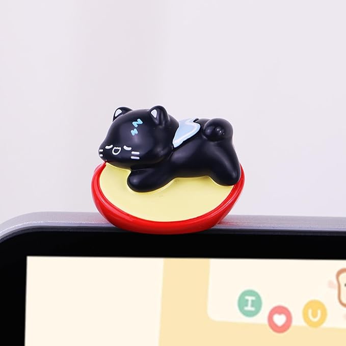Computer Monitor Decor,Computer Monitors Decors Figurines,Personalized Animal Collectible Figurines, Monitor Decor for Home, Office,Car Decoration (Black)