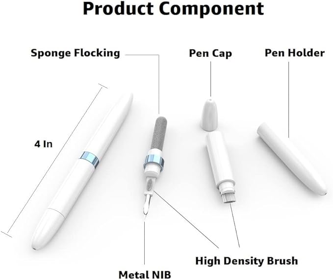 Dual-Brush Earbud Cleaning Pen | 4-in-1 Pro Kit for Precision & Durability, Tool Compatible with Airpods, Galaxy Buds, All Wireless Headsets -Blue