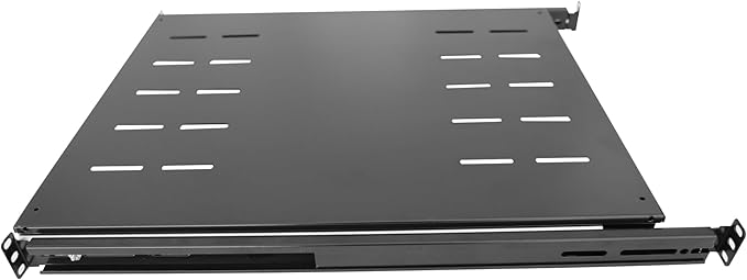 1U Sliding Shelf Tray 19in Mount Keyboard Shelf Tray, Adjustable Depth 23.75 to 34in Sliding Tray for Server Rack/Cabinet Steel Pull Out Drawer for Racks 240LBS Weight Capacity(SLD-1U23.75-34)