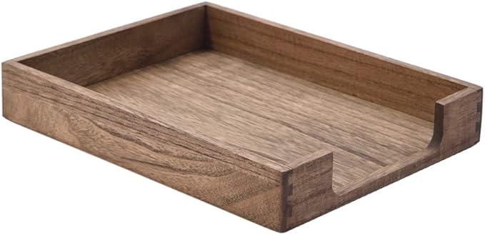 KIRIGEN Wood Letter Tray, Single-Tier Front-Load Desktop Paper Organizer, Brown Wooden Document Tray for Letter and A4 Paper, File Folder, Mail, Home Office Desk, 13.77 x 10.62 x 2.16 Inch, TP-DBR
