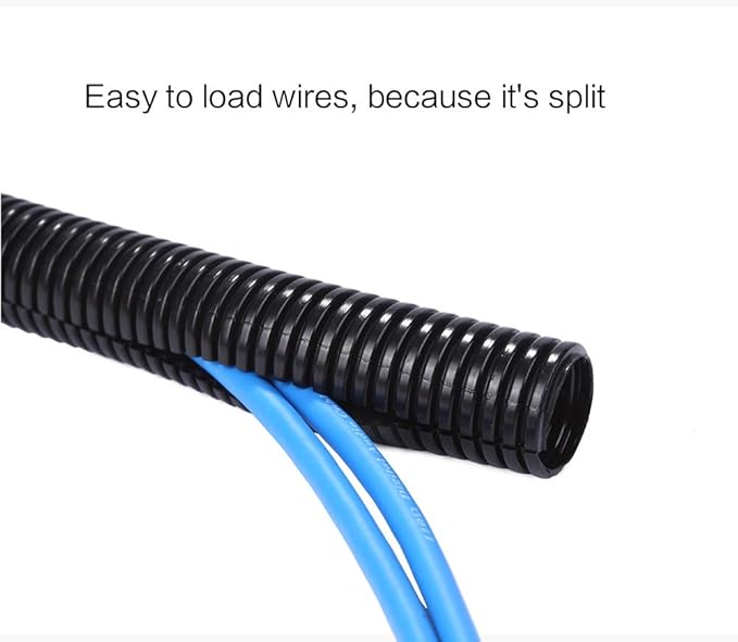 Alex Tech 25ft - 1 inch Split Wire Loom Tubing - Black
