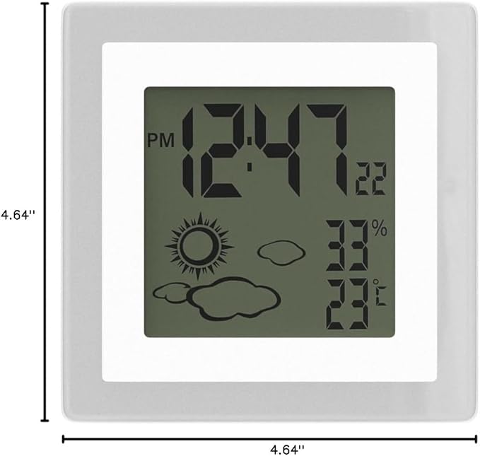 Small Clock Digital Battery Operated Alarm Clock with Auto Backlight, Indoor Temperature Humidity, 12/24H, Date, Travel Alarm Clock Desk Clock Small Clock for Shelf (Battery Included)
