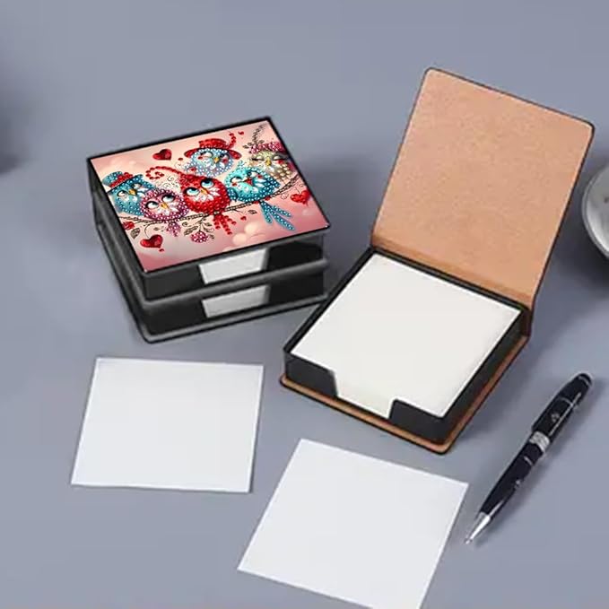 FRANDEK Cute Birds Creative Diamond Art Desk Organizer, DIY PU Note Box with 160 Sheets, All-in-One Gift Set for Craft Lovers, Elegant Mosaic Kits for Home & Office