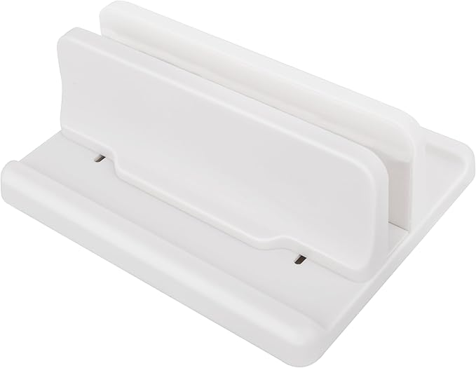 Vertical Laptop Stand, Adjustable, Laptop Holder ABS 1 Slot Easy to Assemble and Adjust Maximize on Desktop Space Durable Stable (White)