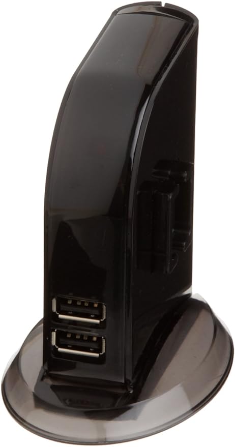 Amazon Basics 7-Port USB 2.0 Hub Tower for Laptop and PC, USB Splitter with 5V/4A Power Adapter, 2 Fast Charging Ports, Plug and Play, Black