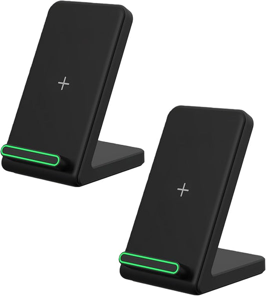2 Pack Wireless Charger Stand, 15W Fast Wireless Charging Stand for Apple iPhone 17 16 15 14 13 12 11 XR Series, for Galaxy S25/S24/S23/S22/S21, for Google Pixel, for LG, and More. (Black_2Pack)