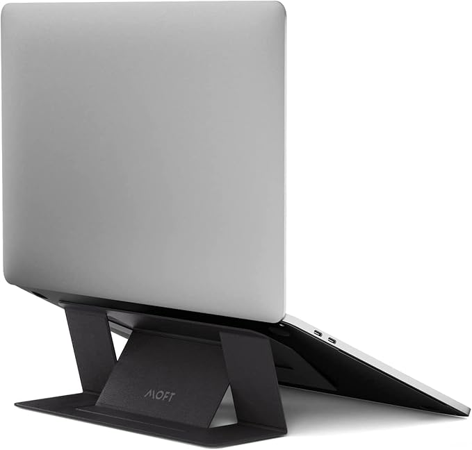 MOFT Laptop Stand for Desk, Stick-On Computer Stand with Dual-Angle, Ergonomic Laptop Riser Holder for Travel, Foldable & Portable MacBook Stand Fits 11.6"-16" Laptops, Black