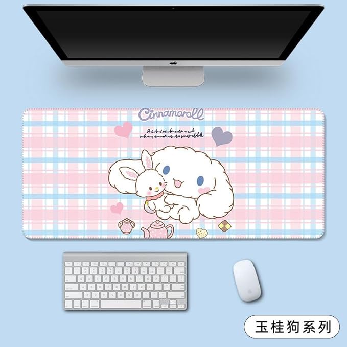XXL Extended Gaming Mouse Mat/Pad - Large, Wide (Long) Mousepad, Stitched Edges | 27.6"x11.8"x0.08" Dimensions-Cute Kawaii Cartoon Design for Women Girls