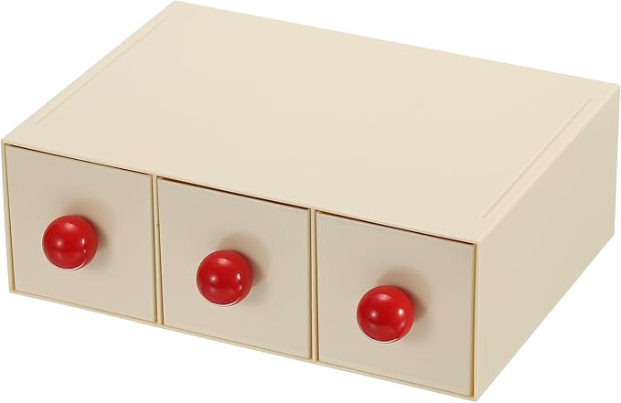 PATIKIL Small Stackable Storage Drawers, Stacking Drawers Mini Desk Bathroom Storage Organizer Cute with 3 Drawer Organizer Plastic for Desktop Office Pens Pencils Tape Charger, Beige