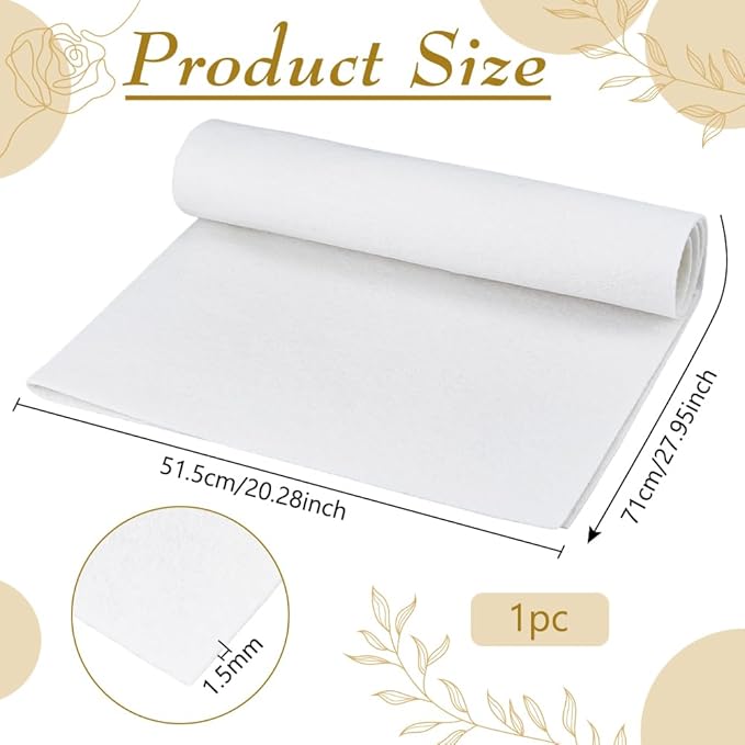 BENECREAT 28×19.7inch Chinese Calligraphy Drawing Felt Mat, 0.12inch Thick White Painting Felt Desk Pad for Calligraphy, Painting and Cultural Activities