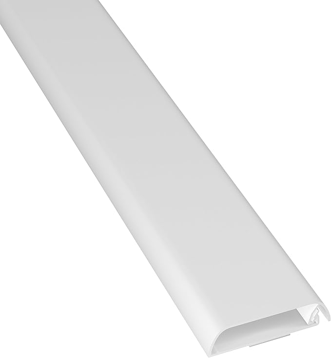 D-Line TV Wall Mount Cord Hider, Hide Mounted TV Cables, Wire Covers, Self Adhesive Cover for Cords, Paintable, Low Profile, Seamless Cable Raceway - 2.36in W x 0.59in H x 15.7in L - White