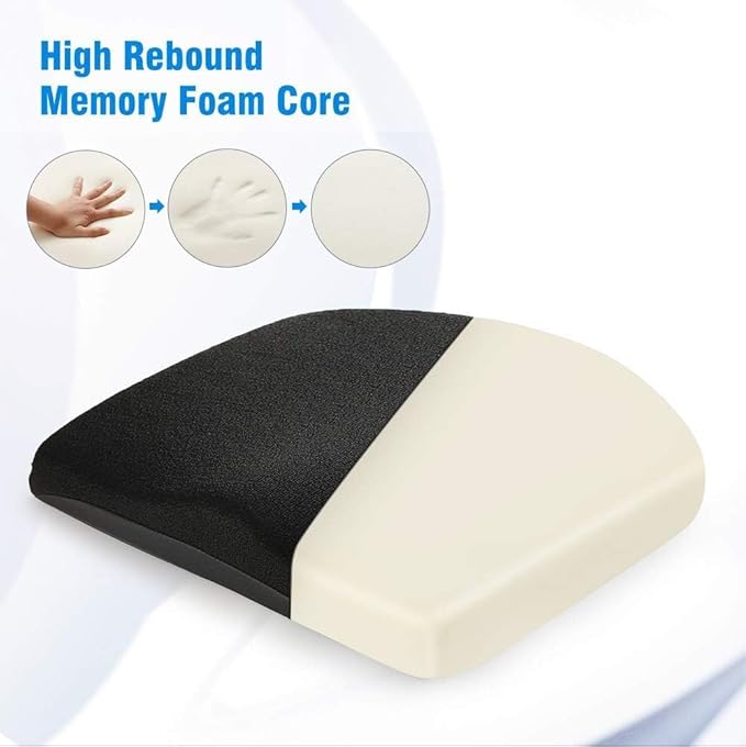 Tsumbay Memory Foam Seat Cushion - XL Size (16.9”x15”), Firm Support Coccyx Cushion for Office Chair, Tailbone Pain Relief with Removable Washable Cover & Handle for Car, Wheelchair