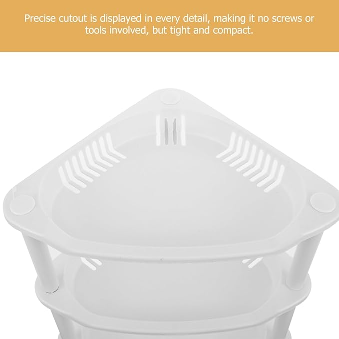 PRETYZOOM 3 Layer Plastic Shower Caddy, Space-Saving Organizer Rack for Toiletries, Kitchen Counter Corner Shelf for Condiment Bottles, No-Tool Assembly, 13.5 X11 X8.3 Inches