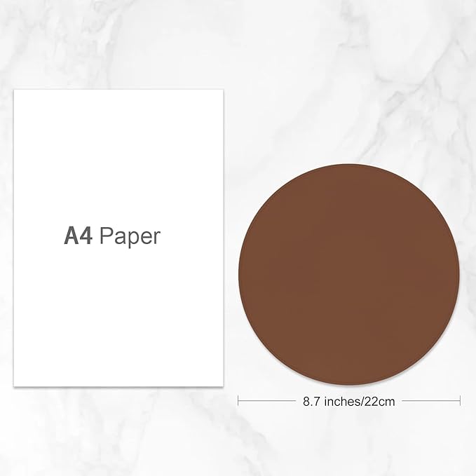 Leather Mouse Pad, Office Mouse Mat Non-Slip Rubber Base Stitched Edge Washable Waterproof Round Mousepad for Office Gaming PC Laptop, Round Diameter 8.7 inches, Bright Brown