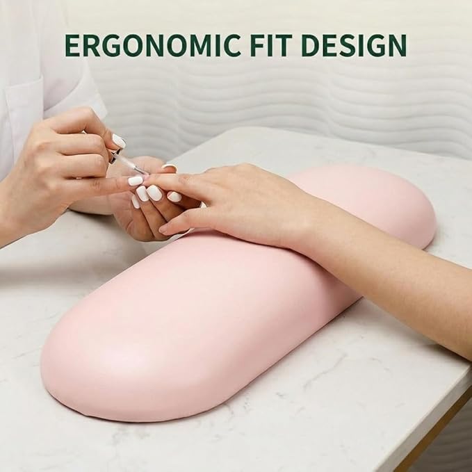 Nail Arm Rest Cushion, Nail Hand Rest Pillow for Manicure, Leather Nail Cushion Arm Rest for Nails Tech, Ergonomic Hand Rest for Nails Tech, Waterproof Nail Arm Rest for Salon Table, Pink