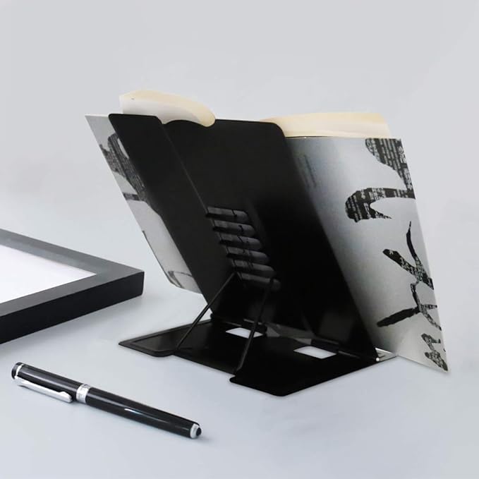 Citmage Desk Book Stand Document Holder Heavy Duty Metal Reading Stand with Book Magazine Menu iPad Music Score Speech Draft with 5 Adjustable Positions(Black)