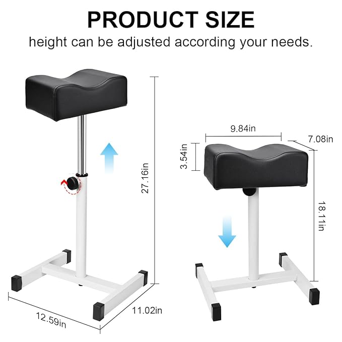 FLOLXNB Pedicure Manicure Footrest, Foot Massage Manicure Nail Beauty Stool Stand, Adjustable Height Footstool for Home Beauty Salon Spa Tattoo (Black)