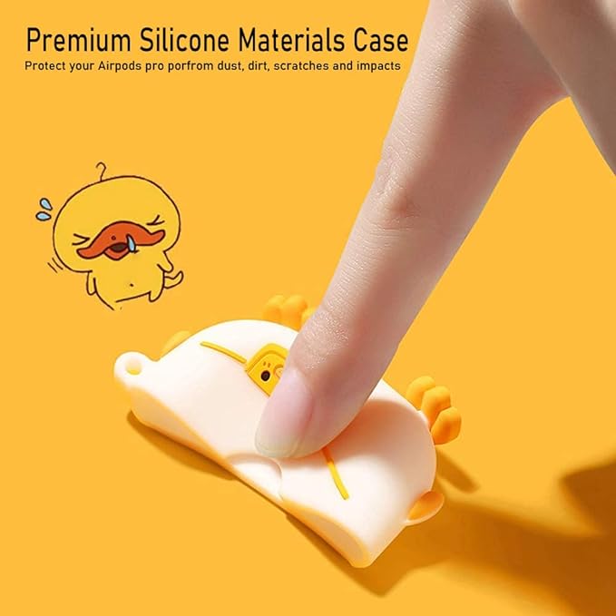 LiWerlly Cute Duck Case for Beat Studio Buds Case, Funny 3D Cartoon Kawaii Cool New Beat Studio + Cover Skin with Cleaning Kit & Keychain for Beat Studio Earbuds for Boys Girls Kids Teen, Bag Duck