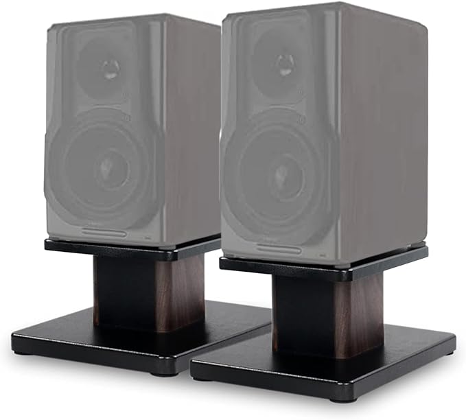 Pair-6 Inch (15CM)-Wood Speaker Stands for Home-Cinema HiFi Desktop and Satellite Speakers Monitor Stands