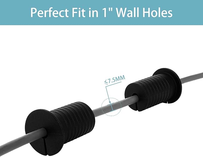 2 Pcs Starlink Cable Routing Kit for 1 Inch Wall Hole, Starlink Wall Grommet, Perforated Silicone Grommet, Cable Punch Grommet, Wall Grommet for Starlink Ethernet Cable (Black)