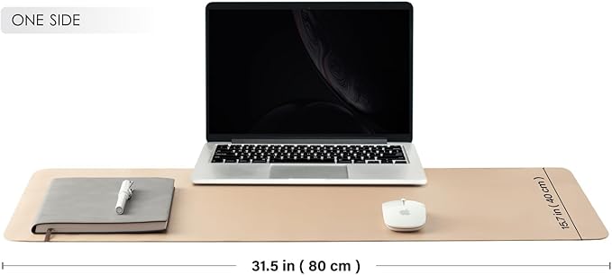 HOMIEAZICOZI Dual Sided Leather Desk Mat - Waterproof Pad for Office and Home Organization Accessories Ideal Large Mouse Mats on Top of Desks(Apricot+Orange,31.5''x 15.7'')