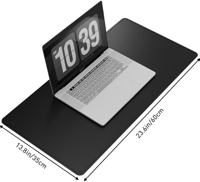 DAWNTREES Desk Mat for Desktop,PU Leather Desk Pad Protector,Non Slip, 23.6" x 13.8" Large Mouse Pad and Keyboard Mat, Waterproof Writing Pad for Office and Home (Black)