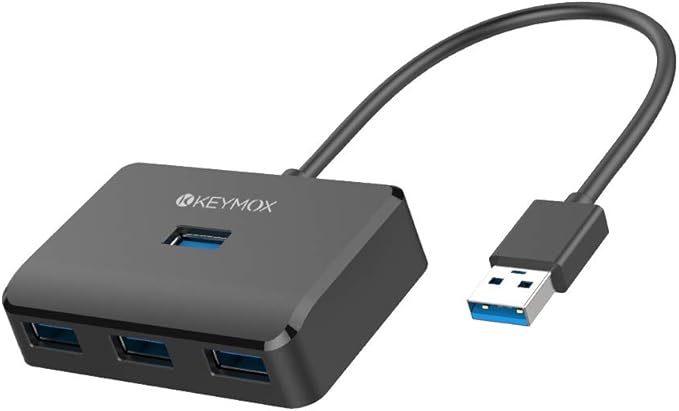 4-Port USB 3.0 Hub, KEYMOX Compact Size Data USB Hub for MacBook, Mac Pro, Mac mini, iMac, Surface Pro, XPS, PC, Flash Drive, Mobile HDD (Charging Not Supported), Black