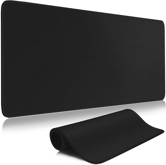 Gaming Mouse Pad Big Mousepad with Non-Slip Rubber Base, 31.5 x 11.8 in XL Large Computer Mat for Gaming Home Office, Long Keyboard Pad Black Mouse Mat for Computer with Stitched Edges, Black