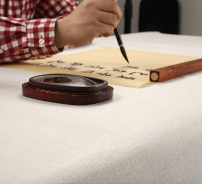MEGREZ Chinese Calligraphy Drawing Felt Mat, Sumi Xuan Paper Painting Felt Desk Pad for Chinese Calligraphy Writing Japanese Drawing, White, 27.5 x 39.4 inch (70 x 100cm)