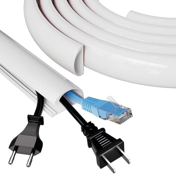 78" Side Open Cord Hider for Wall Mounted Tv, Silicone Flexible Cable Cover to Hide Conceal Cords Along Wall,Wire Raceway Management Cable Concealer Channel,Electric Cord Organizer,W 1.08"× H 0.6"