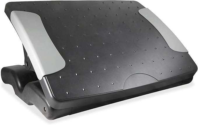 Kantek Ergonomic Adjustable Height Under Desk Footrest, 4 Height Setting, Adjustable Tilt Angle, Supports Legs to Enhance Comfort and Relieve Muscle Fatigue
