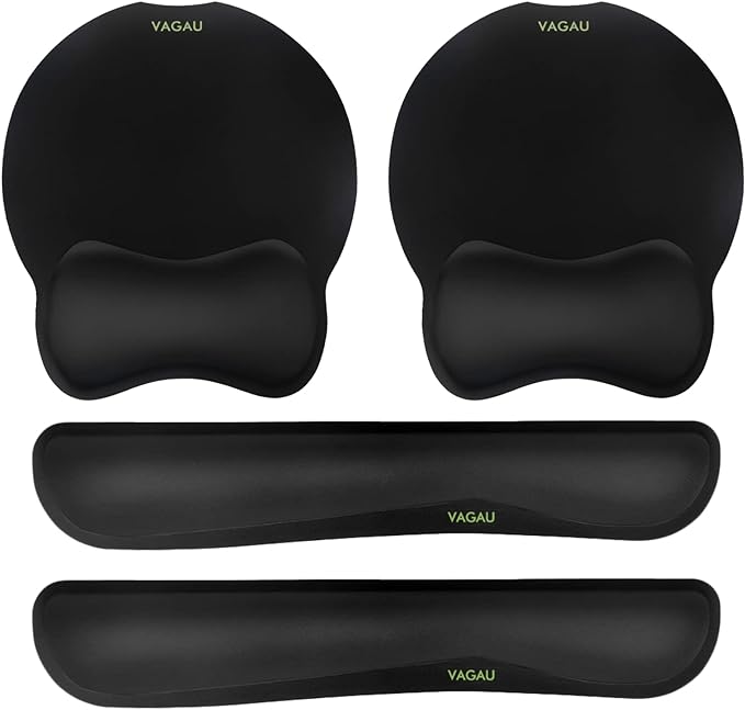 VAGAU Premium Keyboard Wrist Rest and Mouse Pad Wrist Support, Ergonomic Memory Foam Set for Office, Laptop, Mac, Computer and Gaming, Comfortable Typing &Wrist Pain Relief (2 Pack)