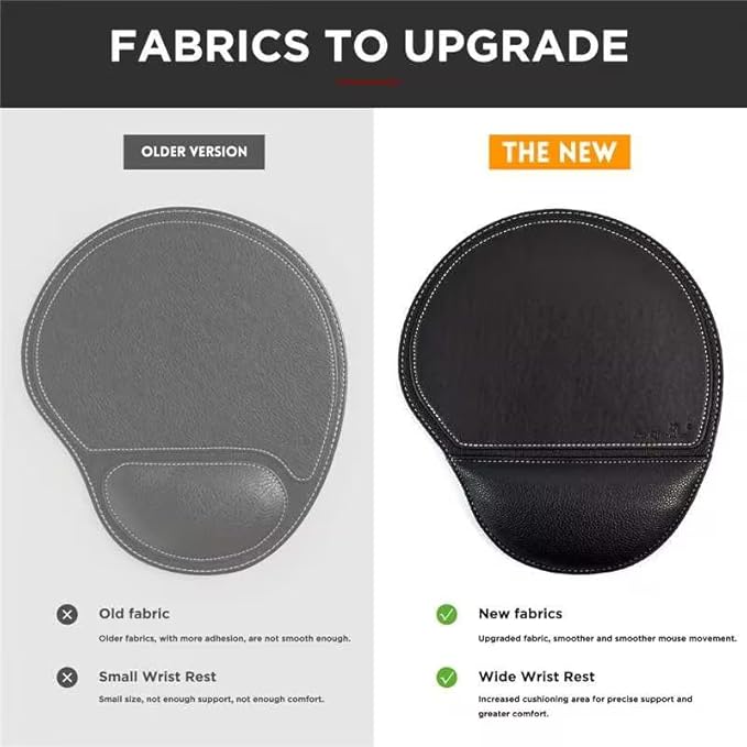 Black Office Square Leather Mouse Pad with Wrist Rest Non-Slip Design, Business Style Gaming PU Mousepad for Learners, Workers &Computer Users.