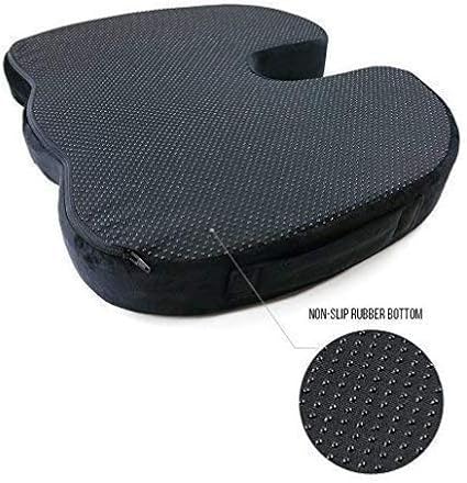 Memory Foam Seat Cushion,Non-Slip Orthopedic Memory Foam Coccyx Cushion Designed for Sciatica & Back,Hip and Tailbone Pain Relief,Fits Office Chair,Wheelchair,Car Seat Cushion.Black-2 Pack