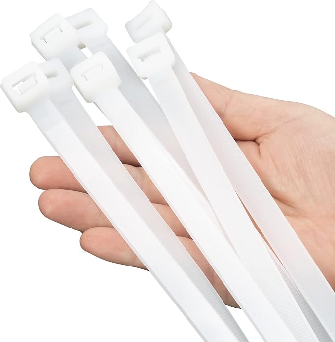XINGO 12 Inch White Large Zip Ties Heavy Duty 500 Pack, 200 LBS Ultra Strong Plastic Wire Ties, Large Cable Ties Extra Long Tie Wraps, Indoor and Outdoor UV Resistant